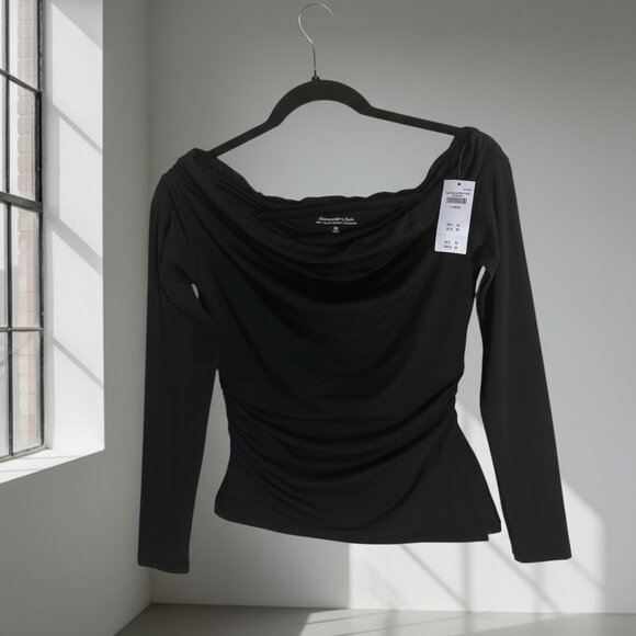 Abercrombie & Fitch Tops - NWT Abercrombie & Fitch Top A&F Modal-Blend sz XS Black Off Shoulder Ruched